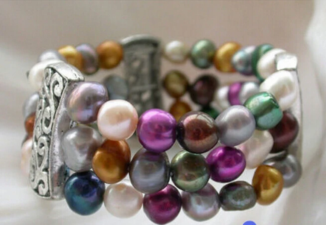 DYY 914+++ стрейч " 9 мм многоцветный искусственный жемчуг в стиле барокко браслет