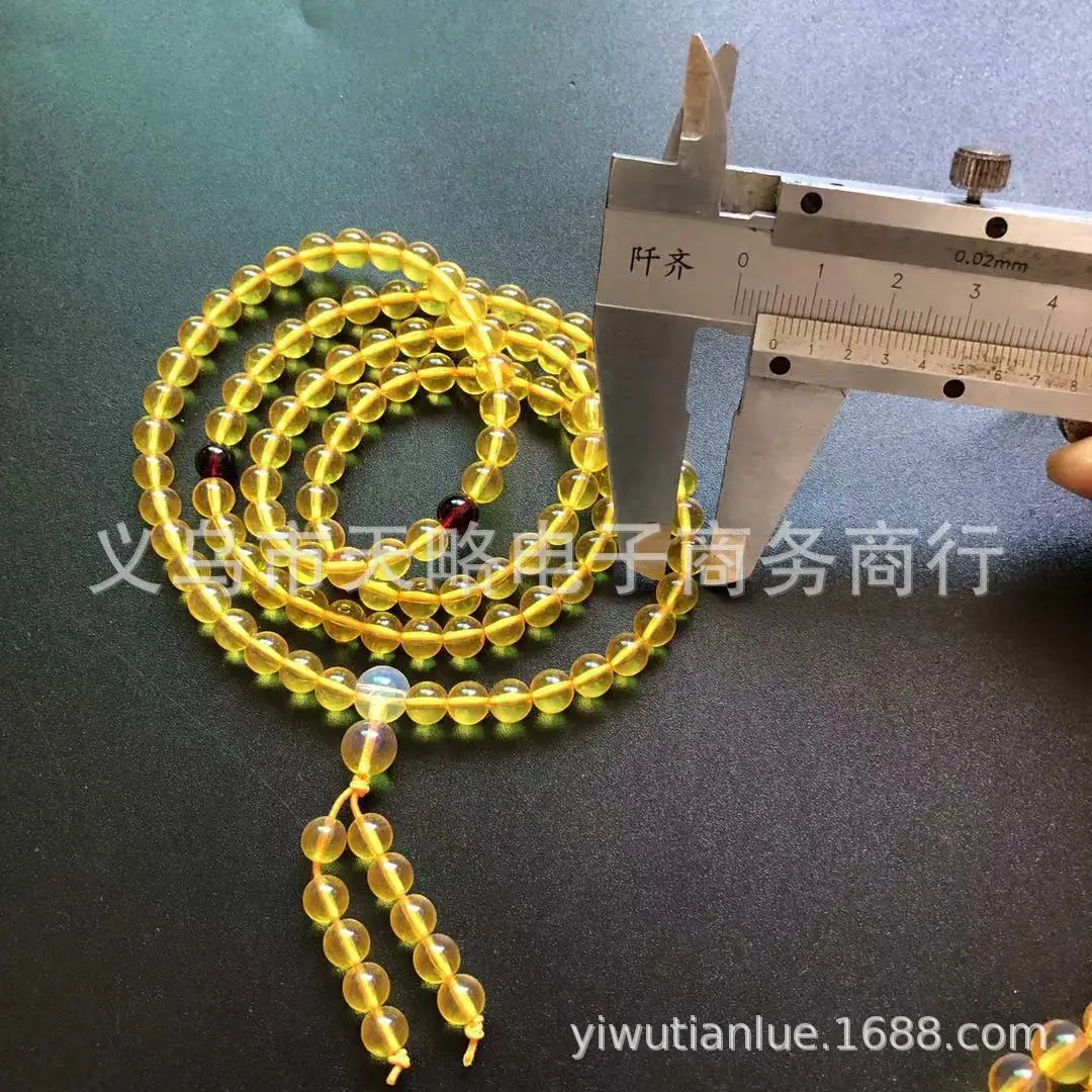 Yiwu производители оптом флуоресцентный плавающий второй поколение Янтарный воск золотистый янтарь браслеты 108 буддистская молитва Bea