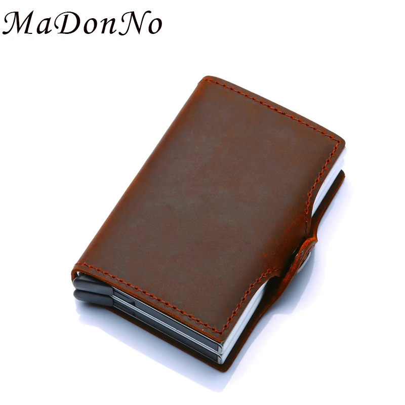 

Rfid Real Cow Genuine Leather Men Wallets Money Bag Male Short Trifold Purse Card Smart Double Wallet Small Vallet portomonee