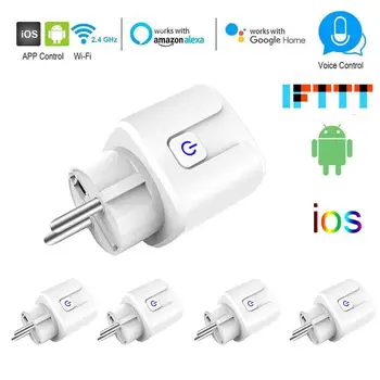 

1pc 16A EU Smart Wifi Power Plug with Power Monitor Smart Home Wifi Wireless Socket Outlet Works with Alexa Google Home Tuya App
