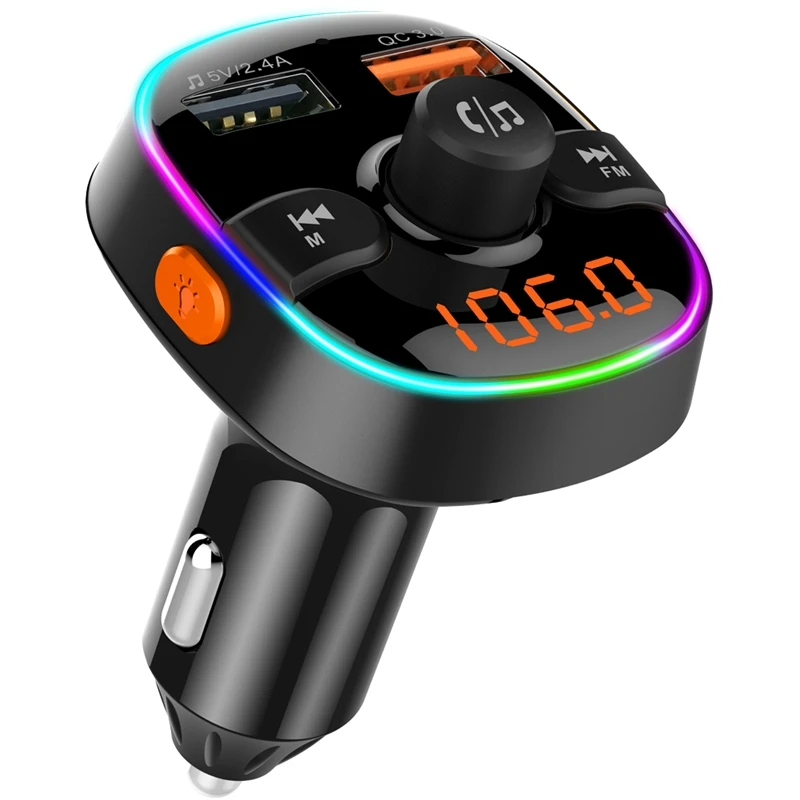 

12V-24V BC52 Handsfree Car Kit Bluetooth 5.0 FM Transmitter Modulator USB Music Audio MP3 Player Car Audio Car Charger MP3 Playe