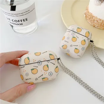 

Cute Earphone Case For Apple AirPods 3 2 1 Charging Box Capa For air pods Pro Cases Funny Orange IMD Headphone Protection Covers