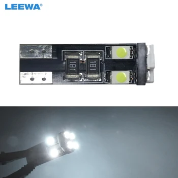 

LEEWA 4pcs Car DC12V~14.5V 6000~6500K White 8SMD 3528 T10 Wedge Lens LED Light Bulb With CANbus Error free Light #CA4244