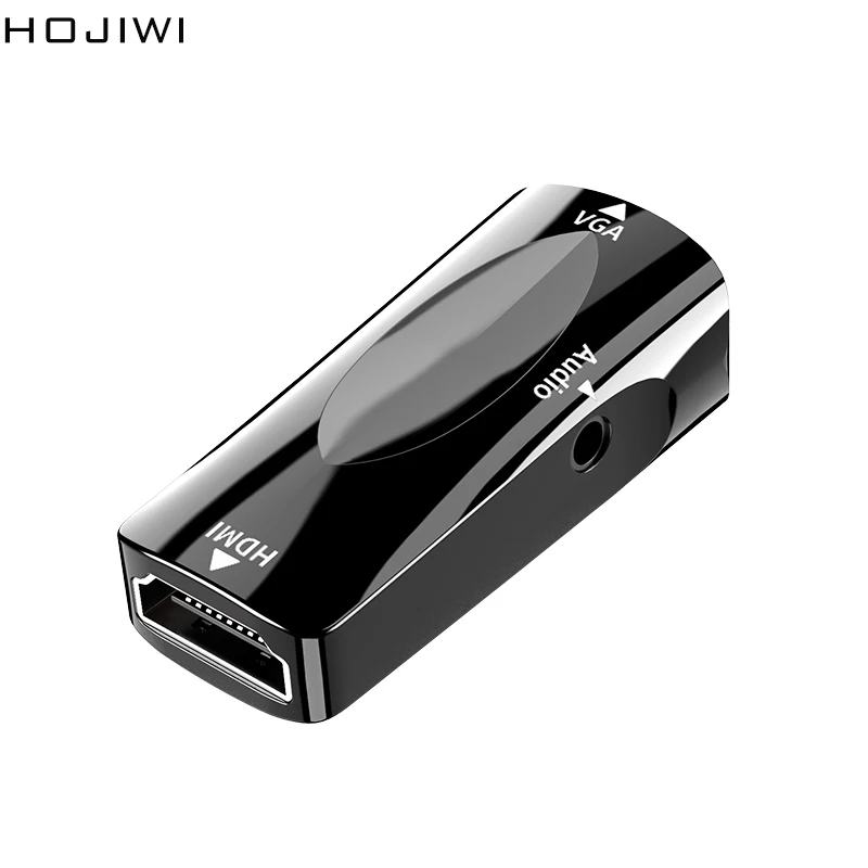 

HOJIWI HD 1080P hdmi Female to VGA Male adapter 3.5mm Audio Cable Converter For PC Laptop TV Box Computer Display Projector AD10