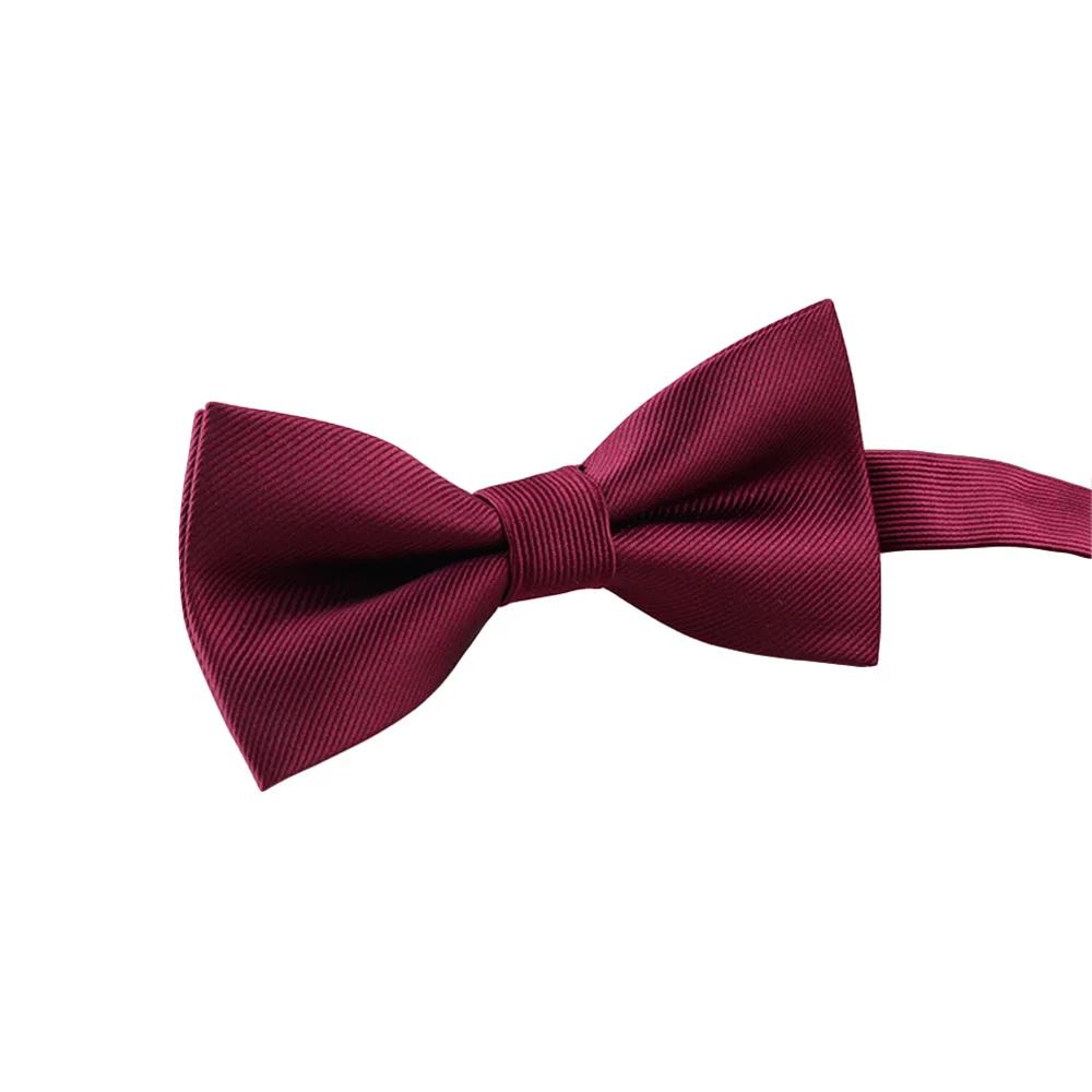 Wine Red Мужской классический Одноцветный полосатый галстук-бабочка, Свадебный деловой Регулируемый Повседневный галстук-бабочка - Цвет: Wine Red
