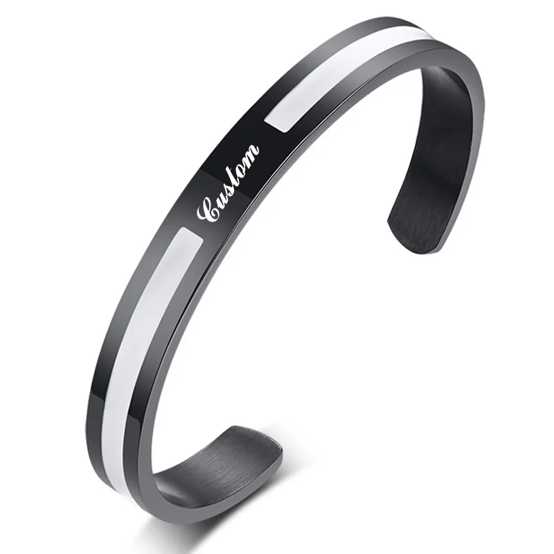 Заказной Браслет-манжета для мужчин из нержавеющей стали персонализированные ID