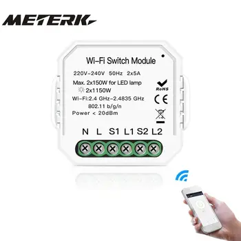 

WIFI Intelligent Light Switch DIY Breaker Module APP Remote Control Works with Alexa Echo Google Home 2 Gang 2 Way