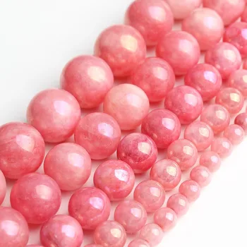 

4/6/8/10/12mm Natural Stone Beads Pink Angelite Beads Round Loose Beads for Jewelry Making DIY Charm Bracelet Necklace 15 inches