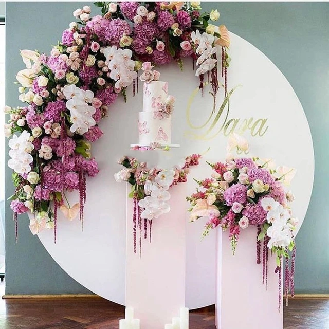 

Заводская цена белый Железный Свадебный 150 см круглый фон для свадебного фона украшение yudao1873