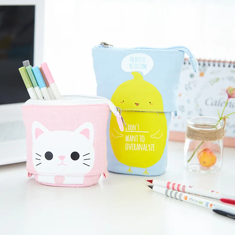 Cute Unicorn School Pencil Case for Girls Boys Telescopic Pencilcase Kawaii Cat Pen Holder Bag Pencilfolder Stationery Large Box
