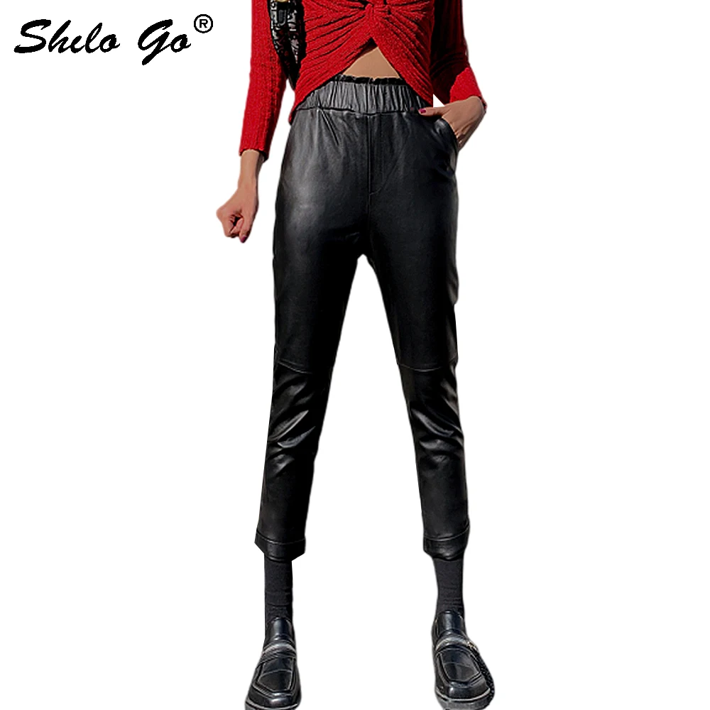 Lederen Broek Minimalistische Hoge Taille Schapenvacht Potlood Broek Vrouwen Herfst Winter Highstreet Solid Elastische Taille Broek Lederen Broek Minimalistische Hoge Taille Schapenvacht Potlood Broek Vrouwen Herfst Winter Highstreet Solid Elastische Taille Broek