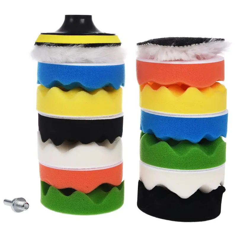 

Promotion! Polishing Buffing Pad Auto Car Polishers and Buffers Wax Set Pack Of 15 Pcs +M10 Drill Adapter Kit