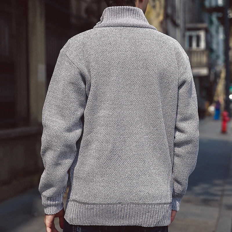 New Casual Cardigan Sweater 2019 Autumn Winter Men Zipper Men Winter Fashion Solid Pockets Knit Outwear Coat Sweater Men MWK008