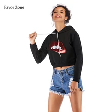 New Fashion Lips Sequin Hoodies For Women Sexy Short Style Hooded Tracksuit Autumn Winter Long Sleeve Female Pullover Sweatshirt New Fashion Lips Sequin Hoodies For Women Sexy Short Style Hooded Tracksuit Autumn Winter Long Sleeve Female Pullover Sweatshirt