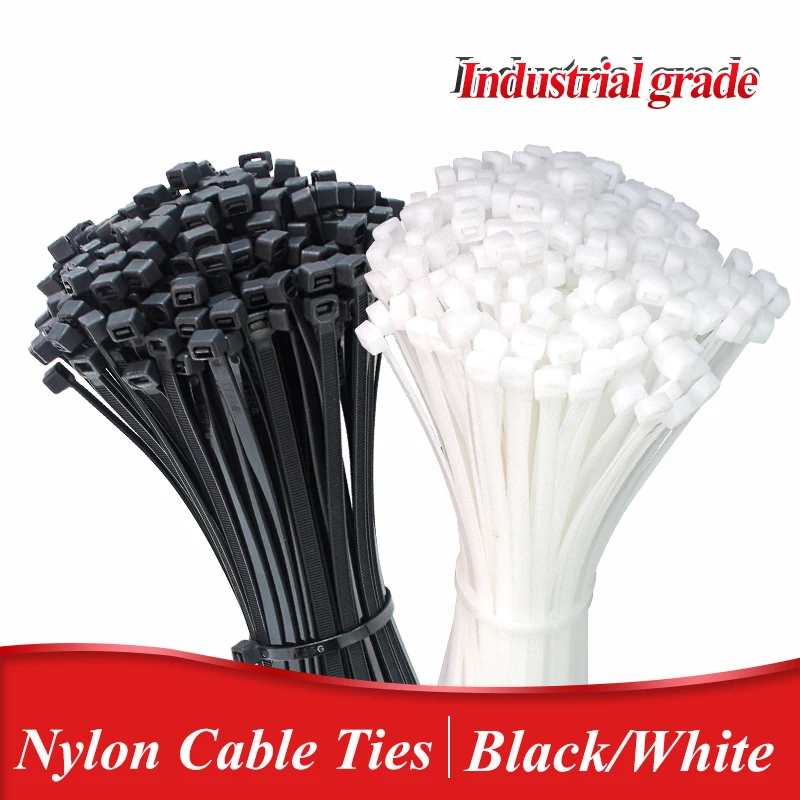 Brida de nailon de plástico con cierre automático, conjunto de cables de sujeción con cremallera, color negro, 3x200, 100 Uds.