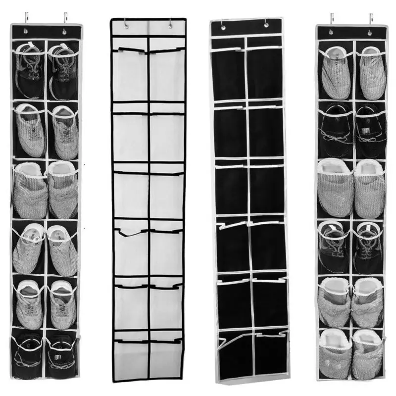 Hot 12/24 Pocket Over the Door Shoe Organizer Rack Hanging Storage