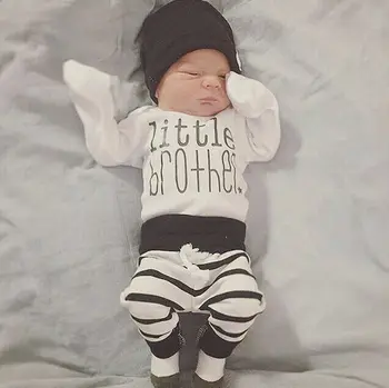 

0 to 18 Months Infant Newborn Baby Boy Brother Clothes Jumpsuit Romper + Pants +Hat Outfit Free shipping Toddler Baby Sets