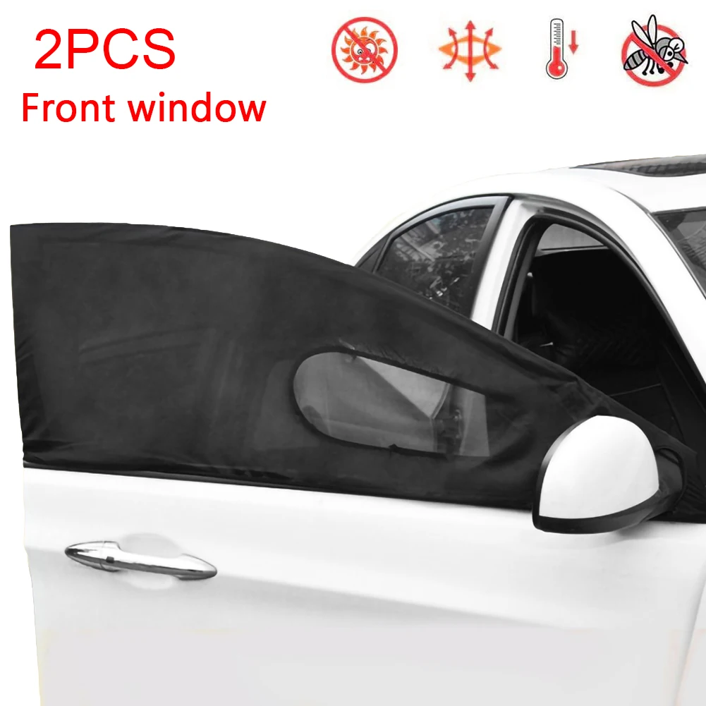 2Pcs Car Window Sun Shade Rear Front Side Window Visor Shade Mesh Cover