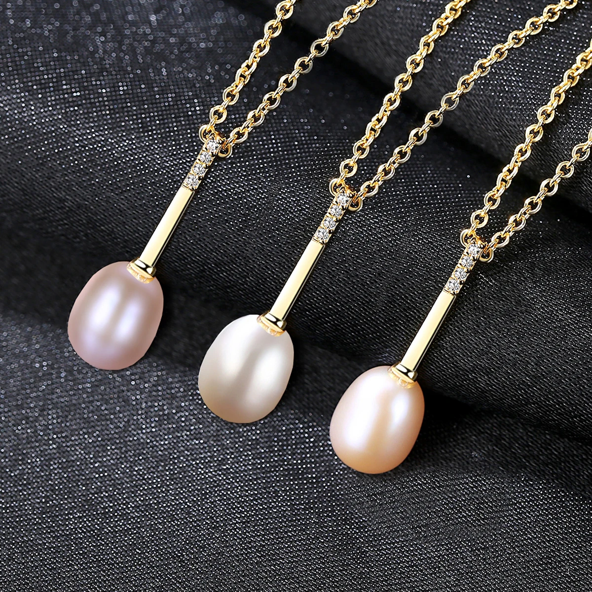 

New Charm 7-8mm White/ Pink/ Purple Natural Pearl Chains Necklaces For Women 925 Sterling Silver Necklace Wedding Fine Jewelry