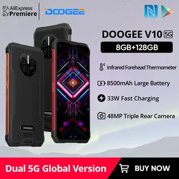 DOOGEE V10 Dual 5G Global Version Rugged Phone 8500mAh Battery 48MP Rear Camera 6.39"DotDisplay 33W Fast Charging SmartPhone NFC 1