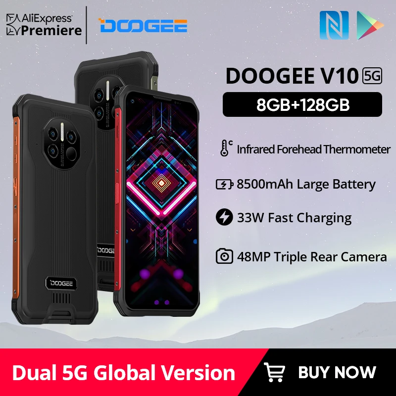 DOOGEE V10 Dual 5G Globale Version Robuste Telefon 8500mAh Batterie 48MP  Hinten Kamera 6.39 "DotDisplay 33W schnelle Lade SmartPhone NFC|Cellphones|  - AliExpress