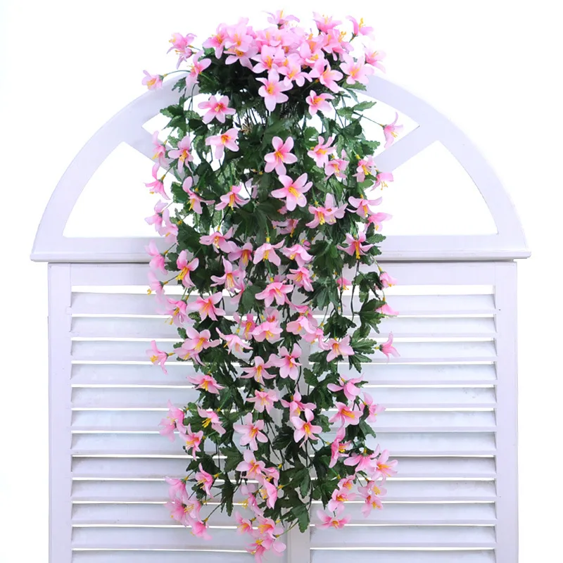 Шелковые искусственные цветы, лилия цветок лоза настенная корзинка балкон для домашнего свадебного украшения декора