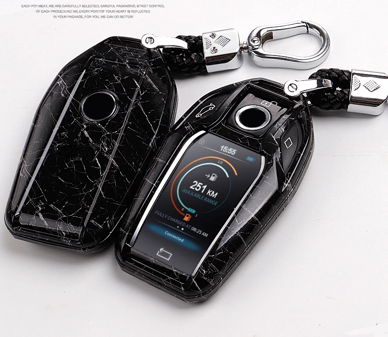 Автомобильный АБС-ключ чехол крышка Автомобильный светодиодный Дисплей ключ крышка чехол для BMW 5 7 серии G11 G12 G30 G31 G32 i8 I12 I15 G01 X3 G02 X4 G05 X5 G07 - Название цвета: Black set