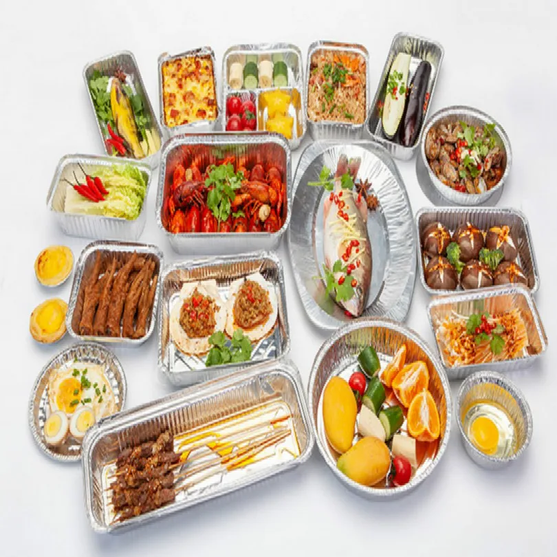 

Tin foil contenant food jetable disposable food containers takeaway disposable food packaging takeaway boxes disposable tray