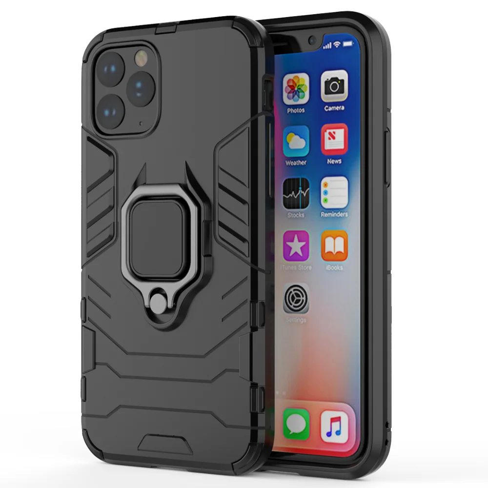 Роскошный бронированный противоударный чехол для iPhone 11 Pro Max XR XS Max чехол Stent Жесткий PC TPU задняя крышка для телефона для iPhone 8 7 6 Plus чехол