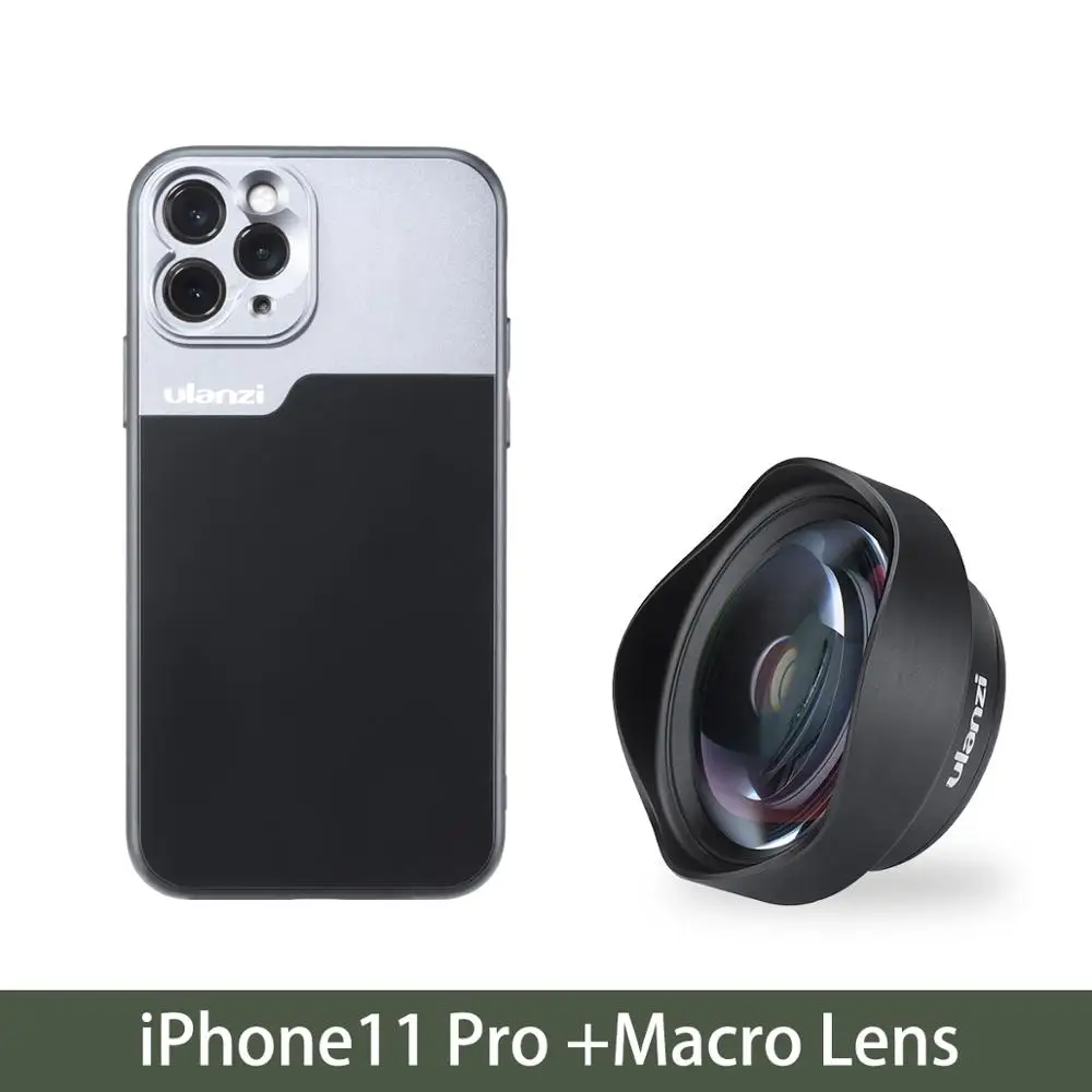Ulanzi 17 мм резьбовой чехол для телефона с анаморфным объективом макрообъектив для iPhone 11 Pro Max 75 мм макрообъектив с чехол для телефона - Цвет: macro for 11 pro