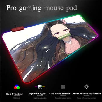 

Yuzuoan XXL Anime RGB Gaming Mouse Pad LED Color Marquee Lighting Cute Girl Locking-edge Thick Desk Pad Control Computer Pad