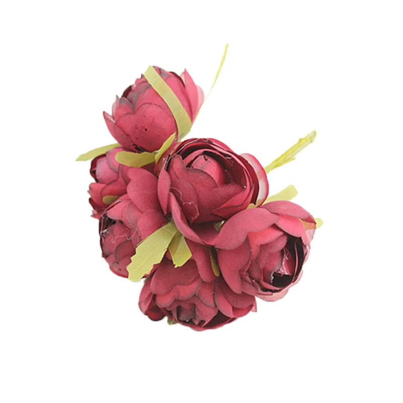 6 шт. ручной работы diy искусственный шелк пакетик розового чая Свадебный букет вечерние украшения искусственный цветок