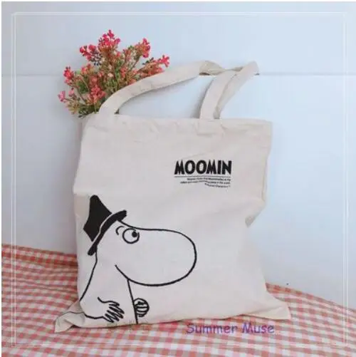 Moomin Muumi Новая модная сумка белая тканевая сумка с героями мультфильмов легкая Милая печать 37 см* 38 см Холщовая Сумка Сумочка muumi ручная сумка - Цвет: 2