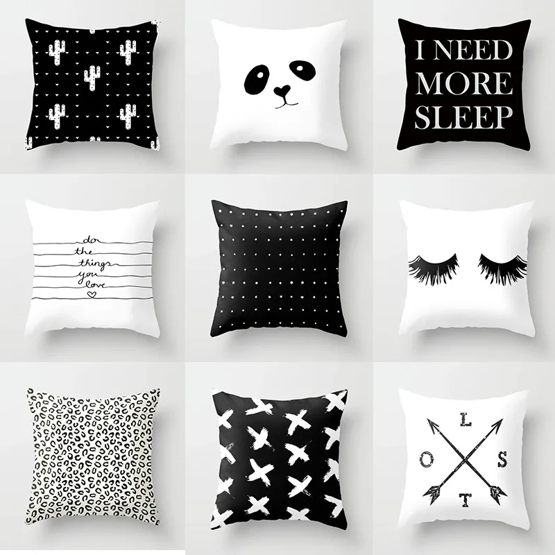 

Black and white geometric pillowcase home sofa cushion pillow case