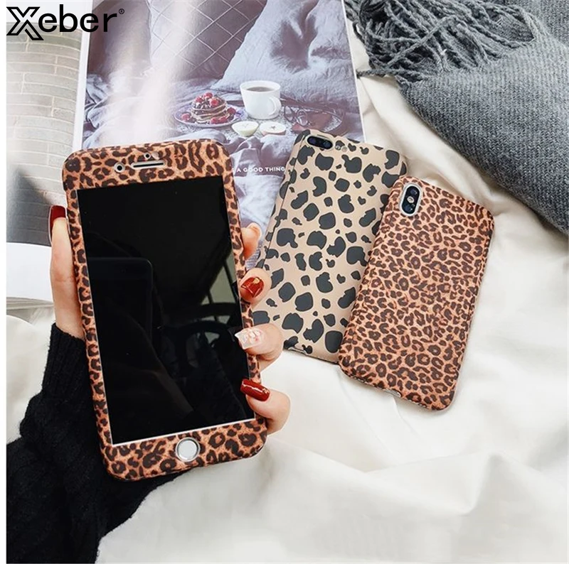 XEBER леопардовый чехол для телефона для iPhone 11 Pro XS Max X XR 6 6S 7 8 Plus 360 градусов Полная защита чехол для iPhone 5 5S se