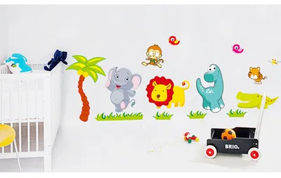 Слон стикер стены детский сад класс лестница обои мультфильм детская комната