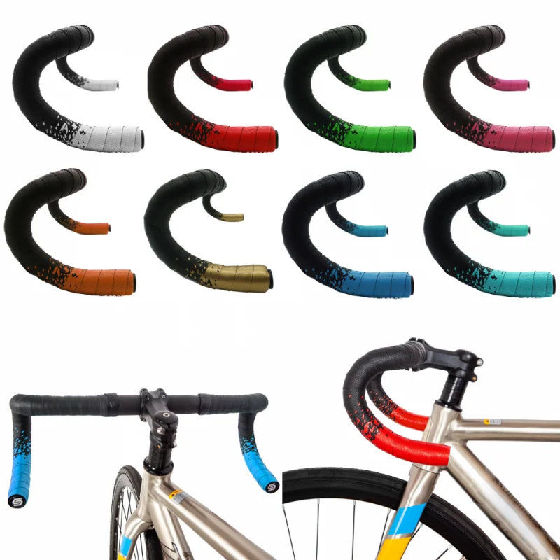 2Pcs Bicycle Handlebar Tape Anti Vibration Pu Eva Bent Cycling Road