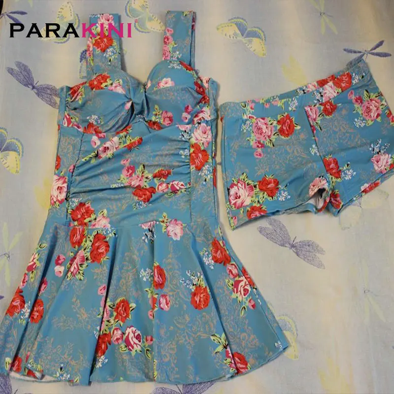 PARAKINI, танкини, набор, купальник, женский, купальник, юбка размера плюс, два предмета, с принтом, одежда для плавания,, Винтаж, большой размер, купальники, пляжные костюмы