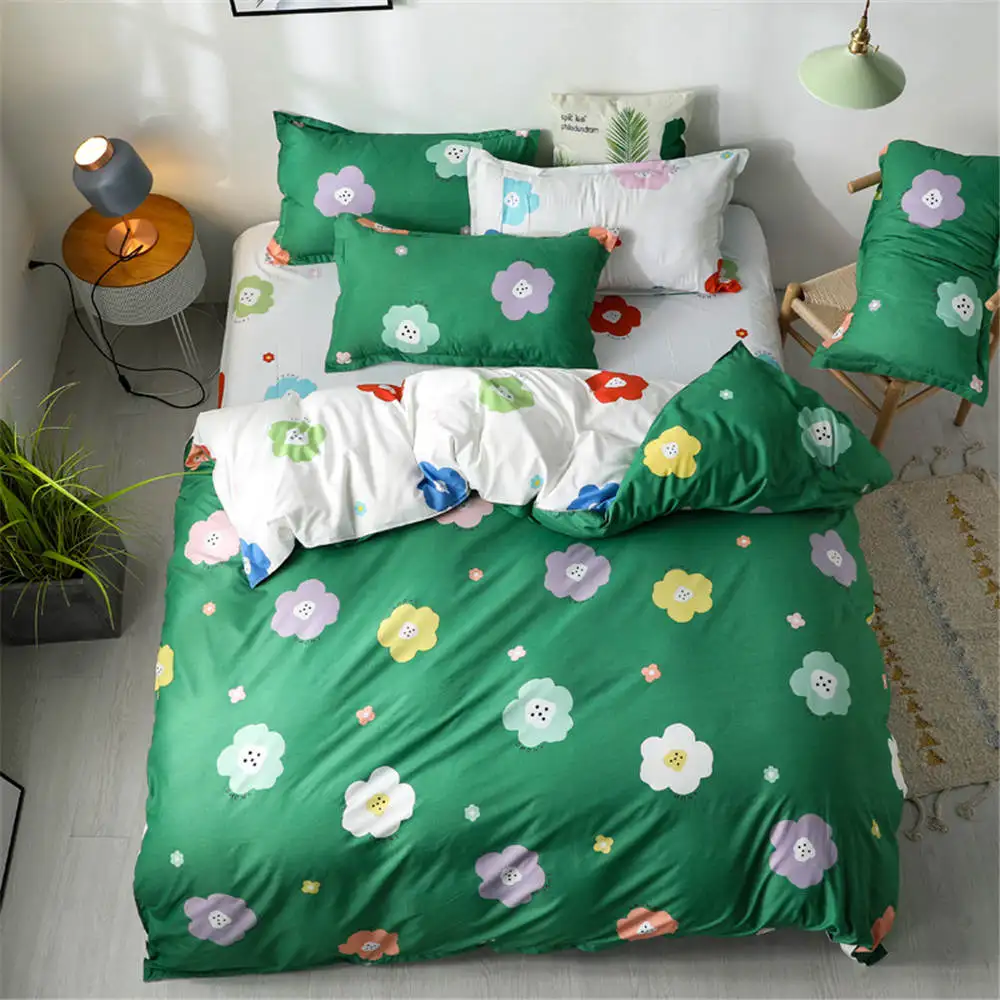 

Green Flowers Series Duvet Cover Set King Size 2/3pcs with Pillowcase Quilt Cover Set Yellow Fruit of Bedding Cover Suit