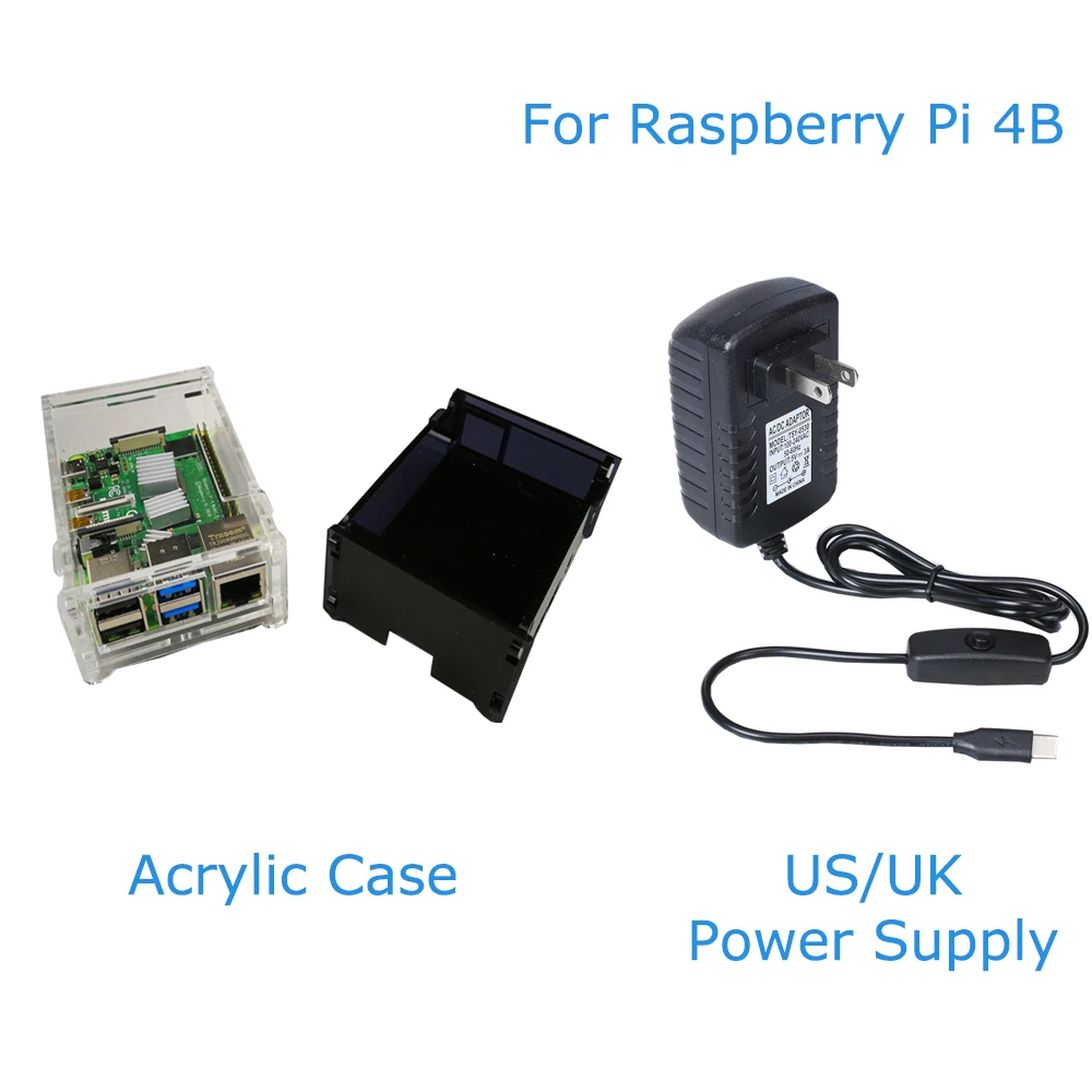Акриловый чехол для Raspberry Pi 4 9 слоев защитный + адаптер питания 4B 5 В 3 А USB Type C