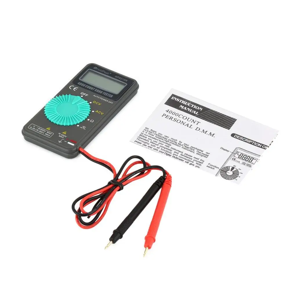 HoldPeak HP8216N Цифровой мультиметр мини карманный размер диод тест для сопротивления постоянного тока переменного напряжения