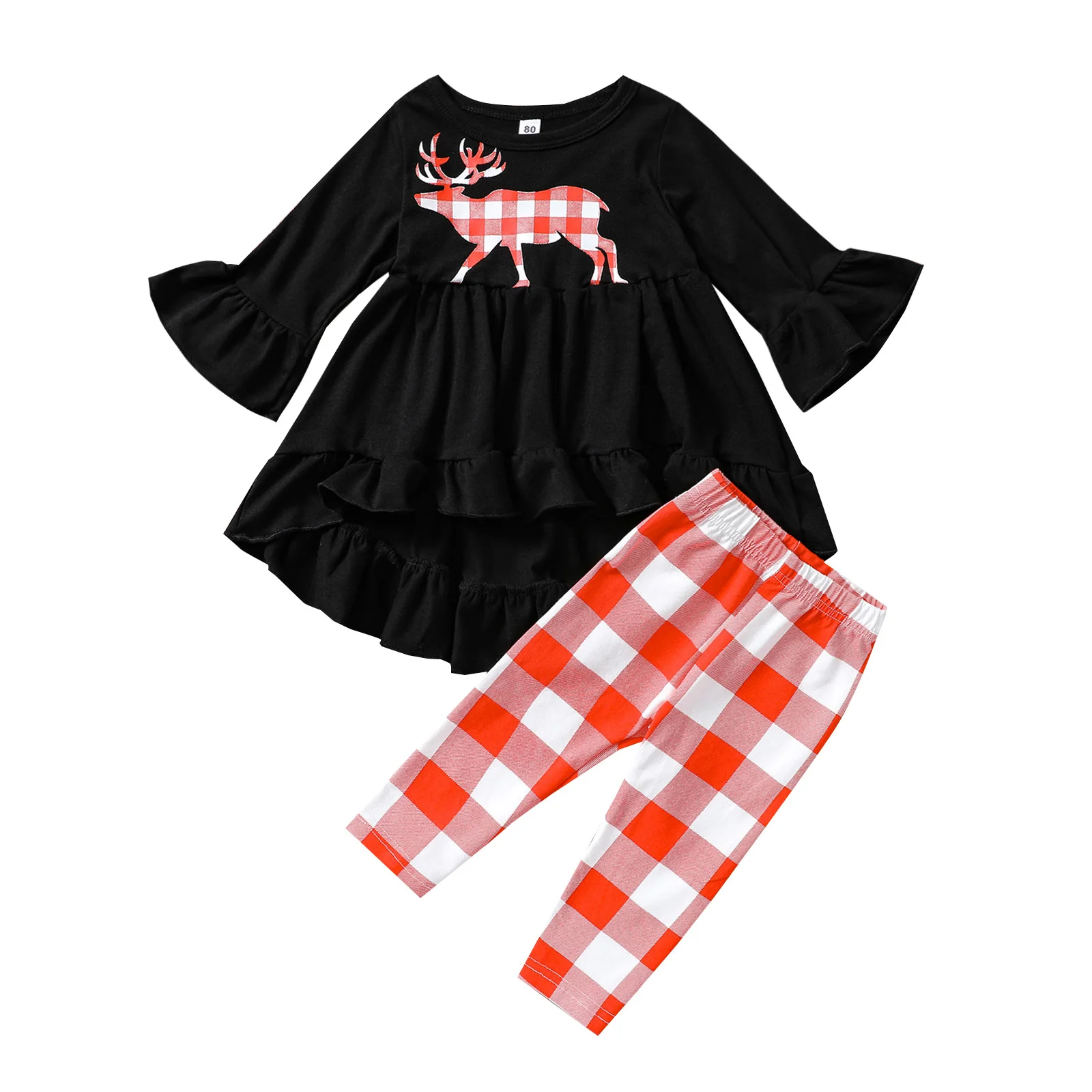 Toddler Baby Kid Girls Halloween Solid Tops+Pumpkin Print Pants+Headband Outfits 