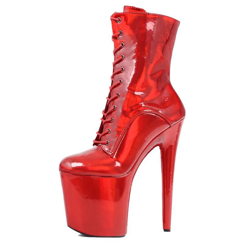 

Alakazamp 35~43 Big 20cm Heels Sexy Stripper Dancer 8" High Heel Platform Magic color Lace Up Ankle Boots Club pole dance BB9-13