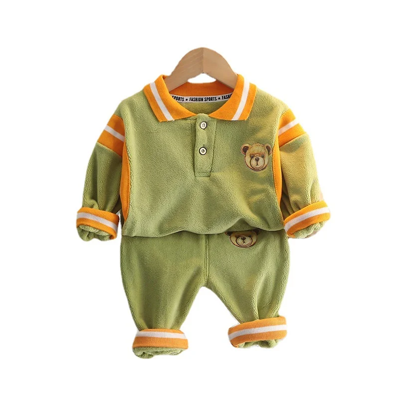 New Winter Baby Girl Clothes Suit Children Boys Thick Jacket Pants 2Pcs