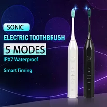 Электрическая ультразвуковая зубная щетка, ультра Звуковая, 5 режимов, отбеливающая, заряжаемая, для взрослых, IPX7, водонепроницаемый, один набор