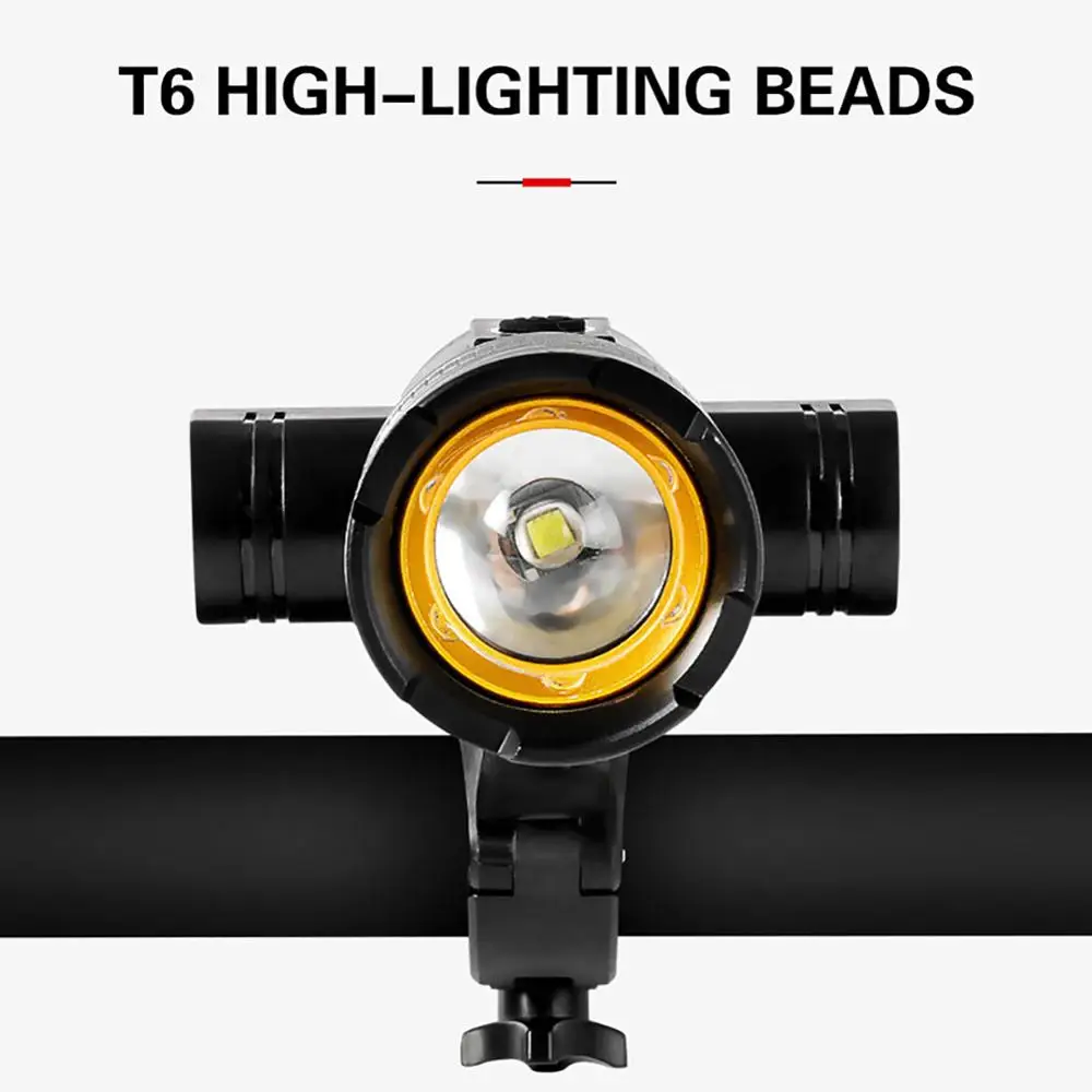 

Bicycle USB Rechargeable Headlights T6 High Brightness IPX6 Waterproof Warning Light for Bikes