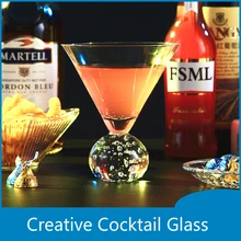 Creative Cylindrical Base Cocktail Glass Personality Bar Restaurant Household Wine Glass Mojito Margaret Brandy Cold Drink Cup