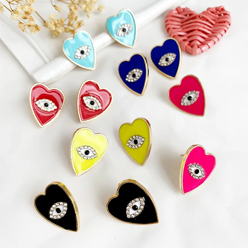

Bohemian Crystal Heart Eyes Drop Earrings For Women Girls Party Gifts Trendy Love Female Wedding Statement Earrings Jewelry
