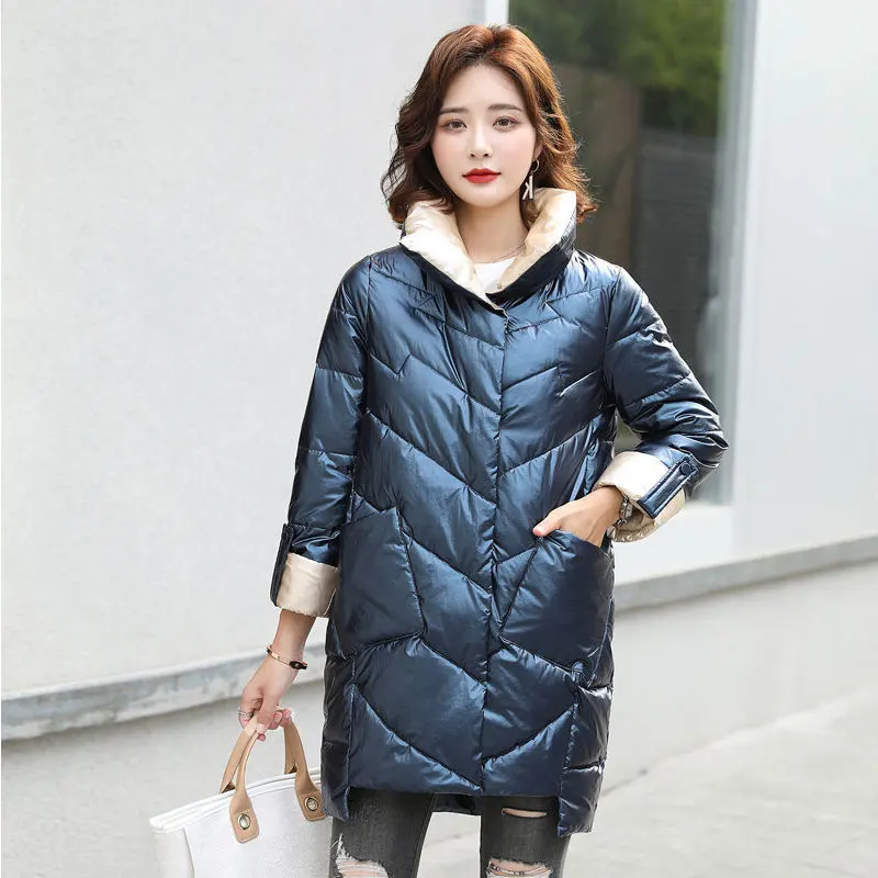 

Woman Winter Padded Warm Coat Winter Down Jacket Parka Long Female Overcoat Slim Solid Jackets Winter Coat Portable Parkas