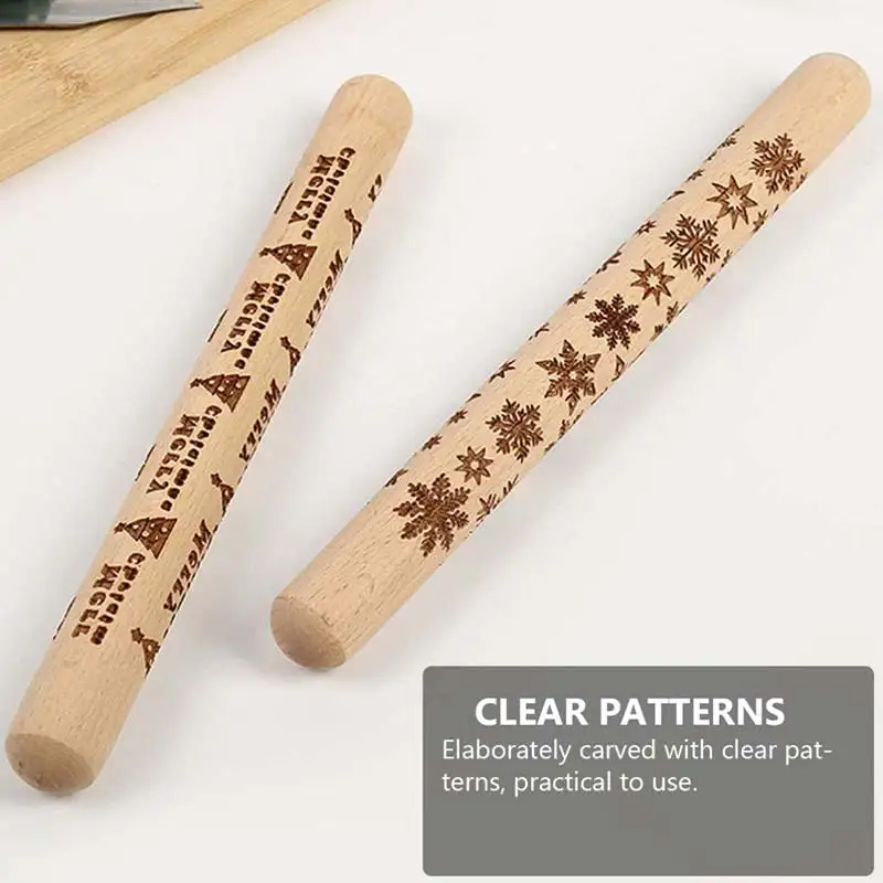 

Christmas Embossing Engraved Roller Reindeer Snowflake Rolling Pin Baking Cookies Noodle Biscuit Fondant Cake Dough